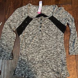 Gray and white blouse